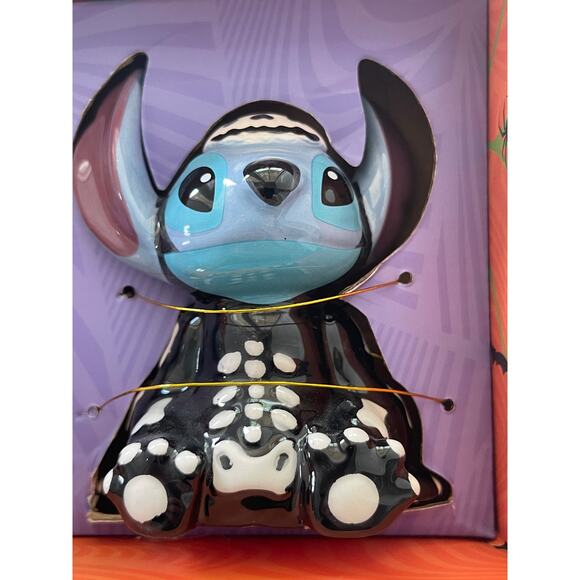 Disney Stitch & Scrump Halloween Skeleton Ceramic Salt & Pepper Shakers NEW - Picture 9 of 10